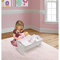 Doll Cradle with Bedding - White Rose
