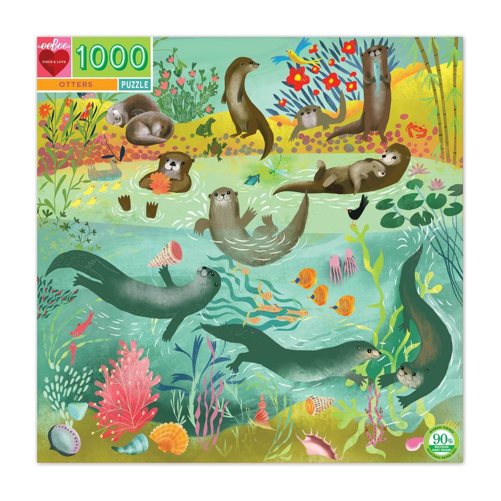 eeBoo Otters 1000-Piece Puzzle - Blue Turtle Toys