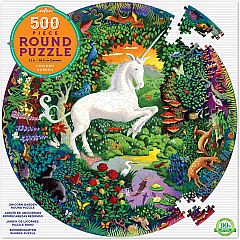 eeBoo Unicorn Garden Round Puzzle 500 Piece