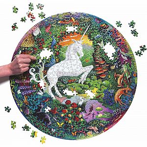 eeBoo Unicorn Garden Round Puzzle 500 Piece