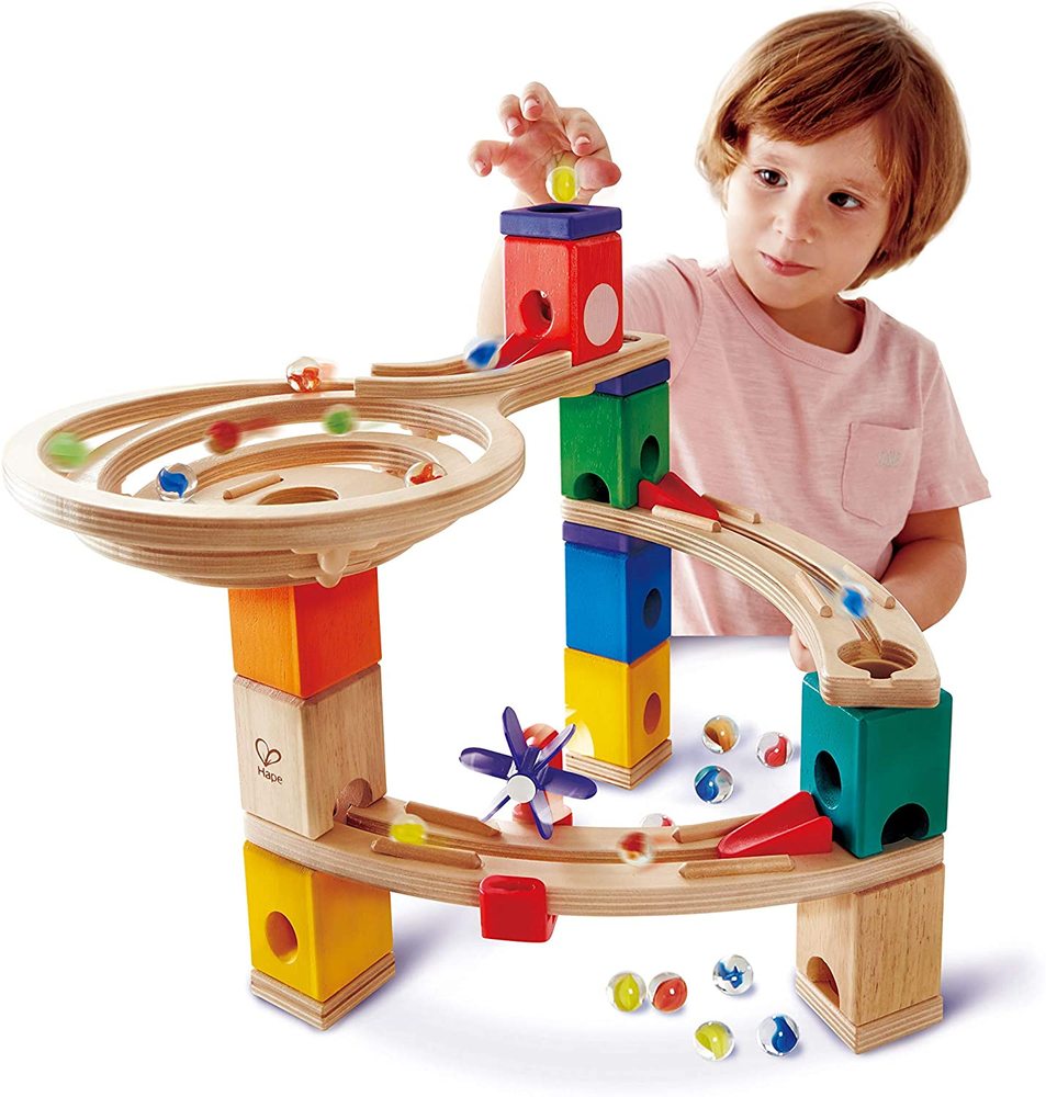 Hape Race to the Finish Marble Run Blue Turtle Toys